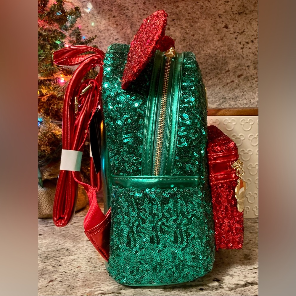 Loungefly Mickey Mouse Sequin Christmas Mini Backpack - Picture 4 of 8